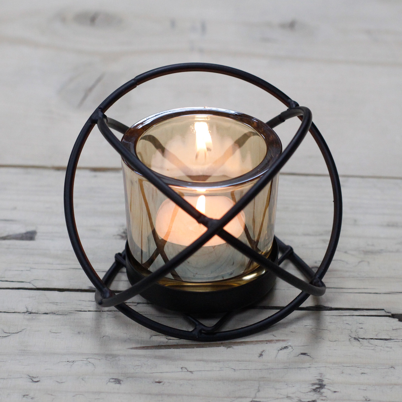 Centrepiece Iron Votive Candle Holder - 1 Cup Single Ball - Click Image to Close